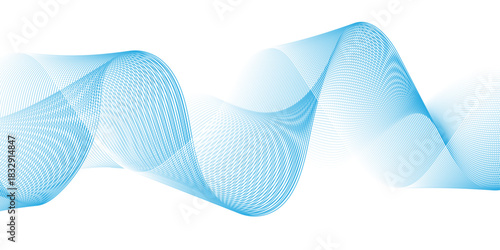 Modern abstract wave digital blue and white geometric technology. Abstract line wave gradient poster blend background vector.	