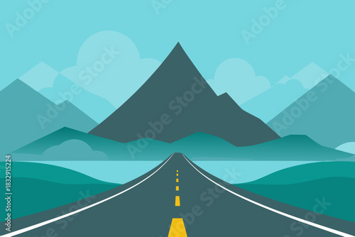 Scenic mountain landscape with a road leading into the distance