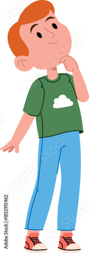 Thoughtful Boy Looking Up