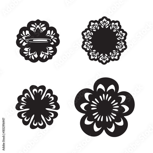 Silhouette icon of a womans brooch with a graceful floral shape