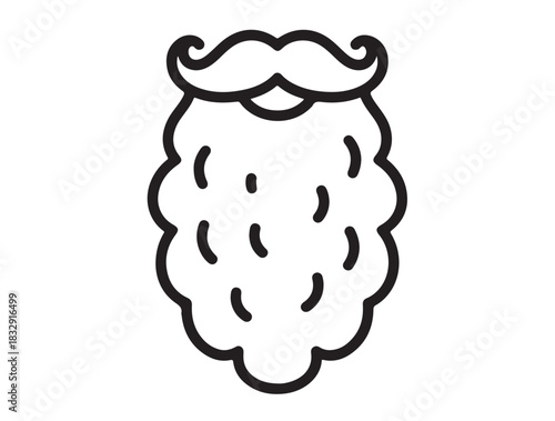 Santa Beard Icon Outline Line in silhouette white background.