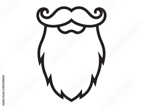 Santa Beard Icon Outline Line outline in silhouette white background.