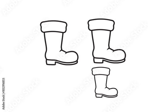 Santa Boot Outline outline in silhouette white background.