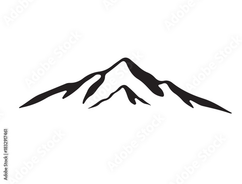 Snowing mountain image of white background.