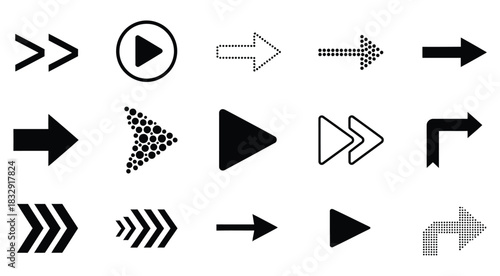 Diverse arrow collection pointing directions navigation and design elements