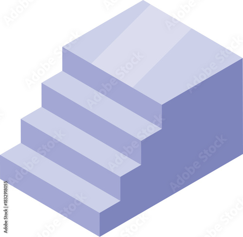 Light purple staircase in isometric projection going upward and reaching a platform