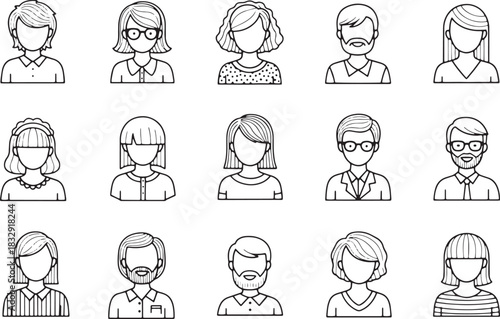 Diverse Collection of People Icons for Web Design and User Interface Development vector illustration