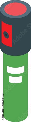 Isometric view of a green pepper spray canister, a non lethal self defense tool for personal safety and protection against threats