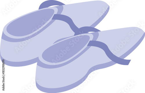 Ballet shoes with purple ribbon laces isolated on white background, footwear for dance training