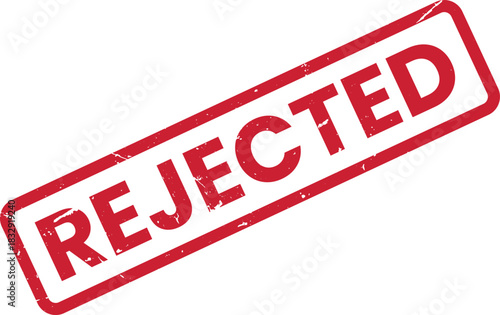 Red Rejected Stamp Vector Illustration: Imperfect Grunge Style for Business, Documents, and Applications. Symbol of Decline and Disapproval