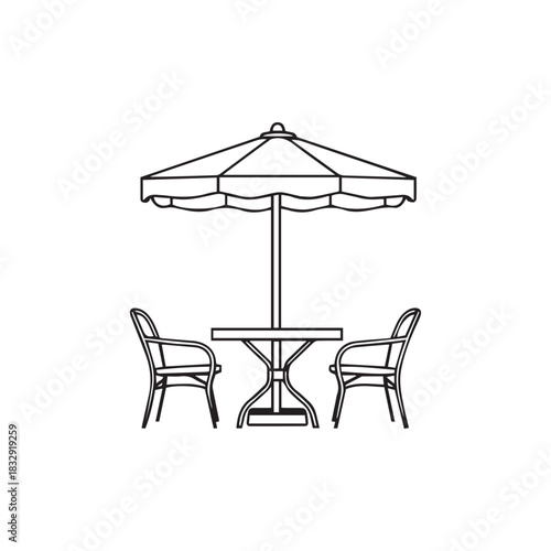 Outdoor Café Table with Umbrella Icon