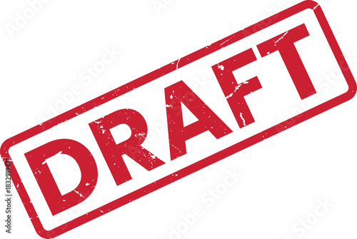 Red Draft Stamp Vector Illustration for Document Control and Approval Process. Grunge Rubber Stamp Effect, Business Concept, Isolated on White Background