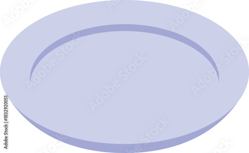 Empty light purple plate for catering service, isometric view