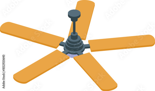 Modern ceiling fan with five blades providing efficient air circulation and cooling in a contemporary interior setting
