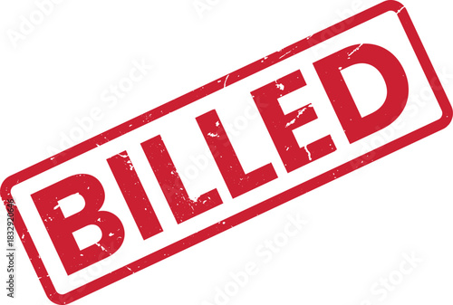 Billed Rubber Stamp Effect. Red Ink Stamp with Grunge Texture. Business Finance Concept for Invoices, Payments, and Accounting Documents.