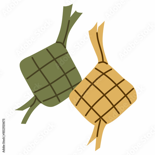 Ketupat in Cozy Flat Style for Eid Food Decorations