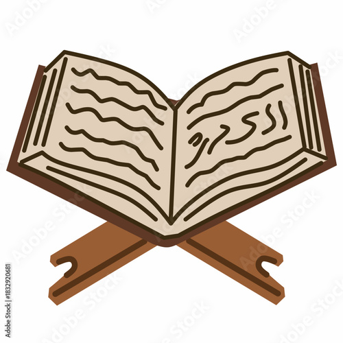 Holy Quran in Cozy Flat Style for Islamic Spiritual Themes