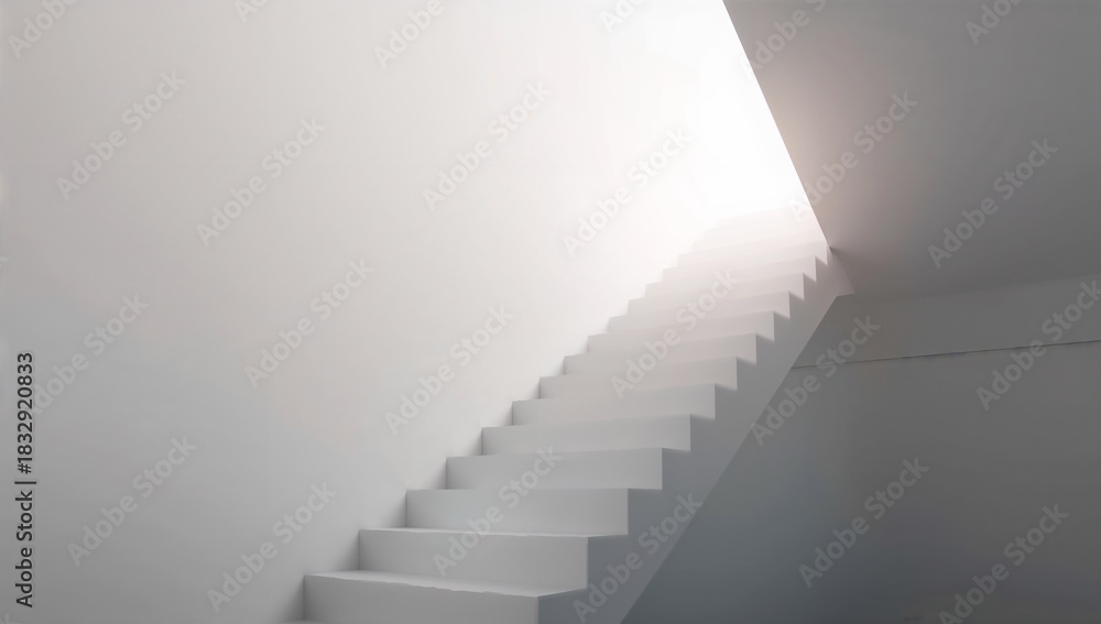 Fototapeta premium Bright Minimalist Staircase Leading to Light in Modern Space