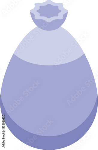 Closed purple sack with gathered top, suggesting valuable contents, symbolizing wealth, prosperity, and savings