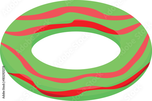 Striped inflatable ring floating on water, providing safety and fun for swimmers