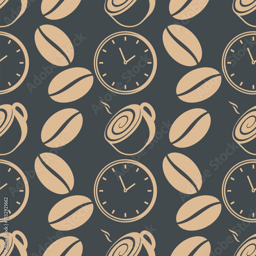 Coffee time concept seamless pattern design. Vector illustration