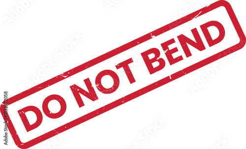 Red Do Not Bend Stamp Illustration: Important Document Handling, Shipping Instructions, Fragile Item Care, Grunge Texture, Mailing Guidelines, Delivery