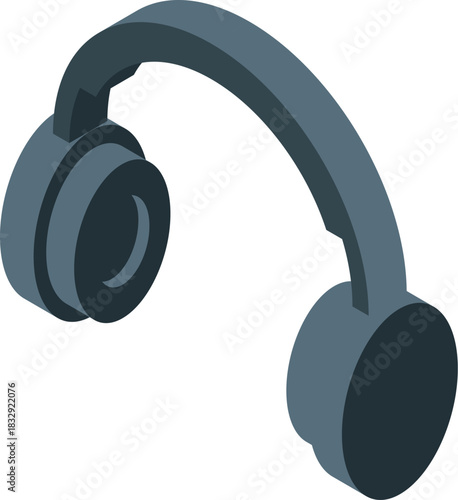 Modern wireless headphones represent seamless audio connection in isometric view