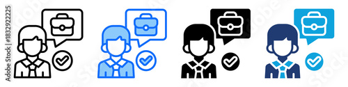 Job Candidate Icon Set Multi Style Vector Illustration