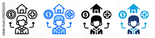 Employee Benefit Icon Set Multi Style Vector Illustration