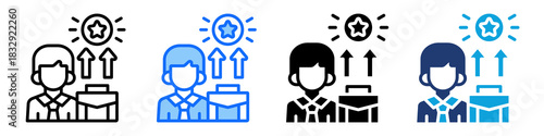Staff Promotion Icon Set Multi Style Vector Illustration
