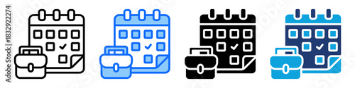Work Schedule Icon Set Multi Style Vector Illustration