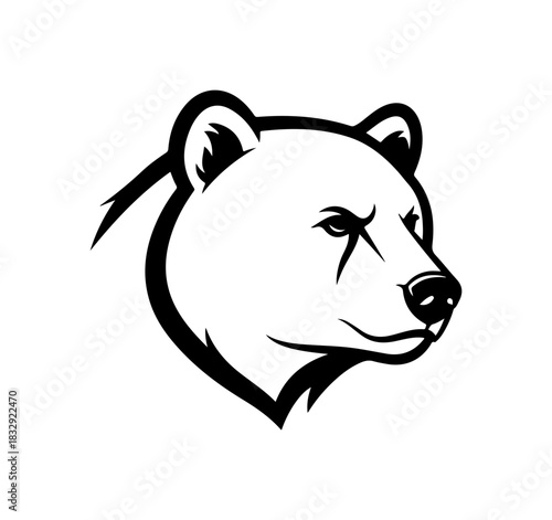 Powerful grizzly bear head mascot illustration