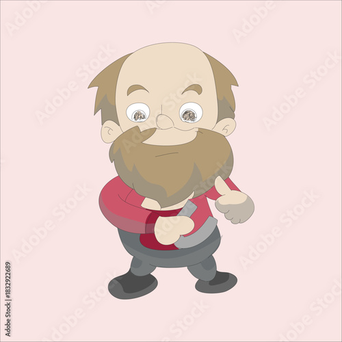 Vector illustration of a happy old man giving a thumbs up sign to show approval or agreement. Isolated on a light background