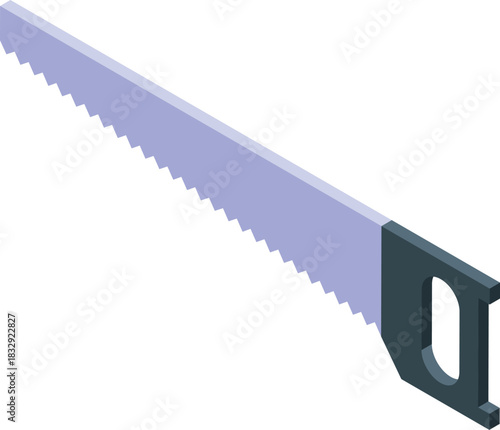 Isometric carpenter hand saw with plastic handle for cutting wood