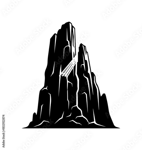 Rugged Mountain with Ascending Light Path