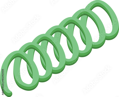 Green spiral shape twisting and turning in an abstract design, creating a visually appealing pattern