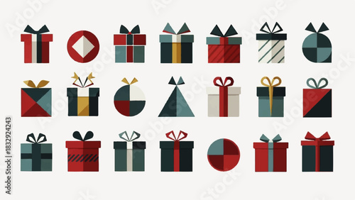 Festive Gift Box Collection Colorful and Geometric Vector Art for Celebrations