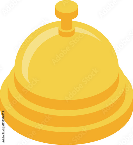Golden reception bell standing on white background in isometric view