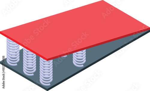 Red jumping board resting on flexible springs, ideal for gymnastics training and exercise routines