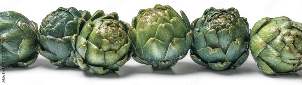 Obraz premium A row of green vegetables, including artichokes