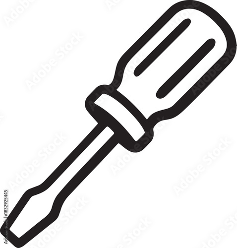 A simple, stylized depiction of a screwdriver, highlighting the precision and functionality of a fundamental tool.