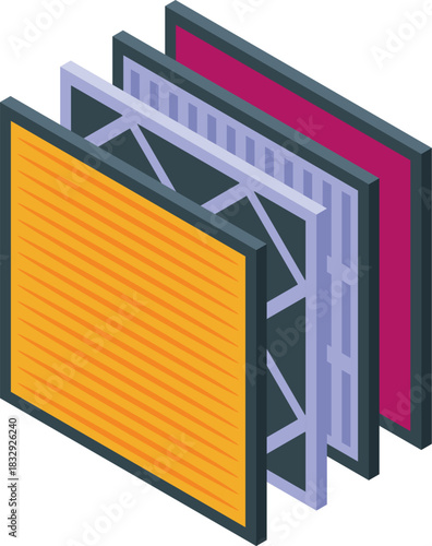 Multilayer filter is protecting air conditioning system, removing dust and allergens, ensuring clean and healthy air