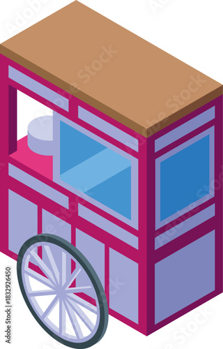 Mobile food cart selling snacks in a vibrant street market setting