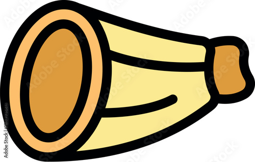 Cartoon shofar blowing horn celebrating rosh hashanah, the jewish new year