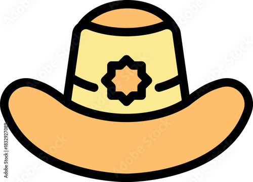 Classic cowboy hat featuring sheriff's star, symbolizing wild west heritage and law enforcement