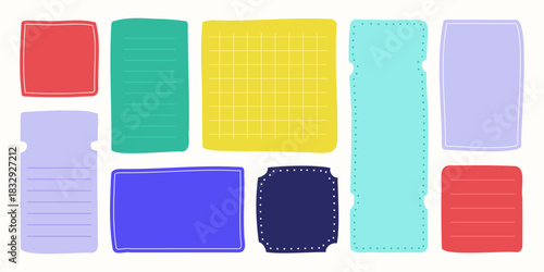 A bright collection of simple colorful backgrounds with clean empty vector frames for text, design elements for notes, messages, labels, and creative projects.