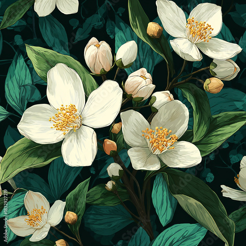Jasmine Flowers, Illustration drawing