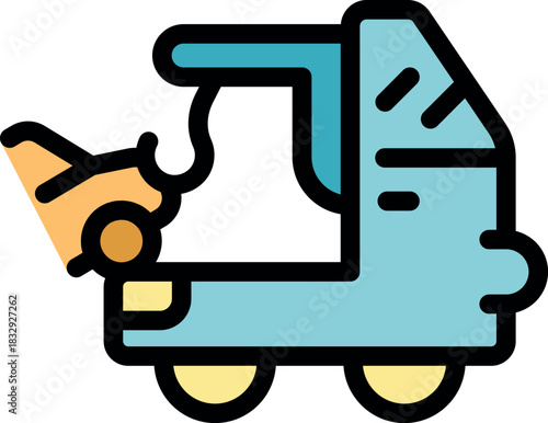 Tow truck lifting damaged car, providing roadside assistance after a car accident