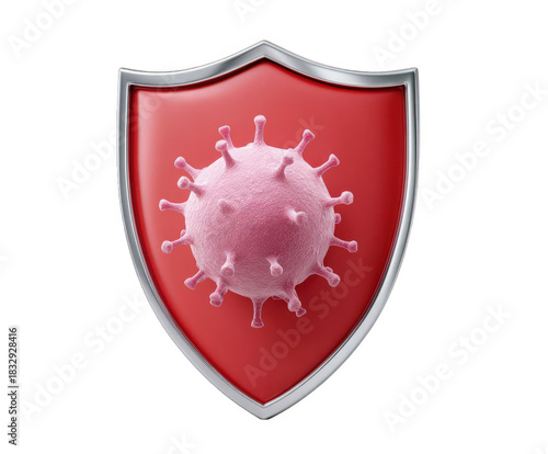 Strong immune system concept, shield protecting against virus, safeguarding health, fighting infection, healthcare protection, medical defense illustration