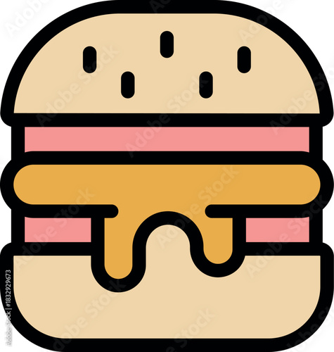 Close up of a tasty burger featuring melting cheese, juicy patty, and a bun sprinkled with sesame seeds, ideal for menu designs or food blogs